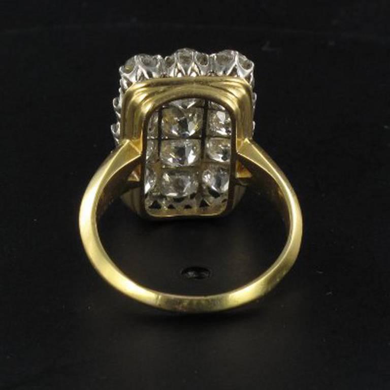 French Louis Philippe Antique Rectangular 5 Carat Diamond Ring 5
