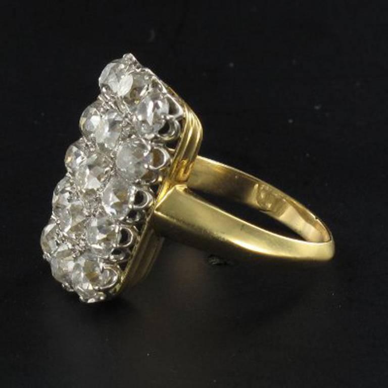 French Louis Philippe Antique Rectangular 5 Carat Diamond Ring  6