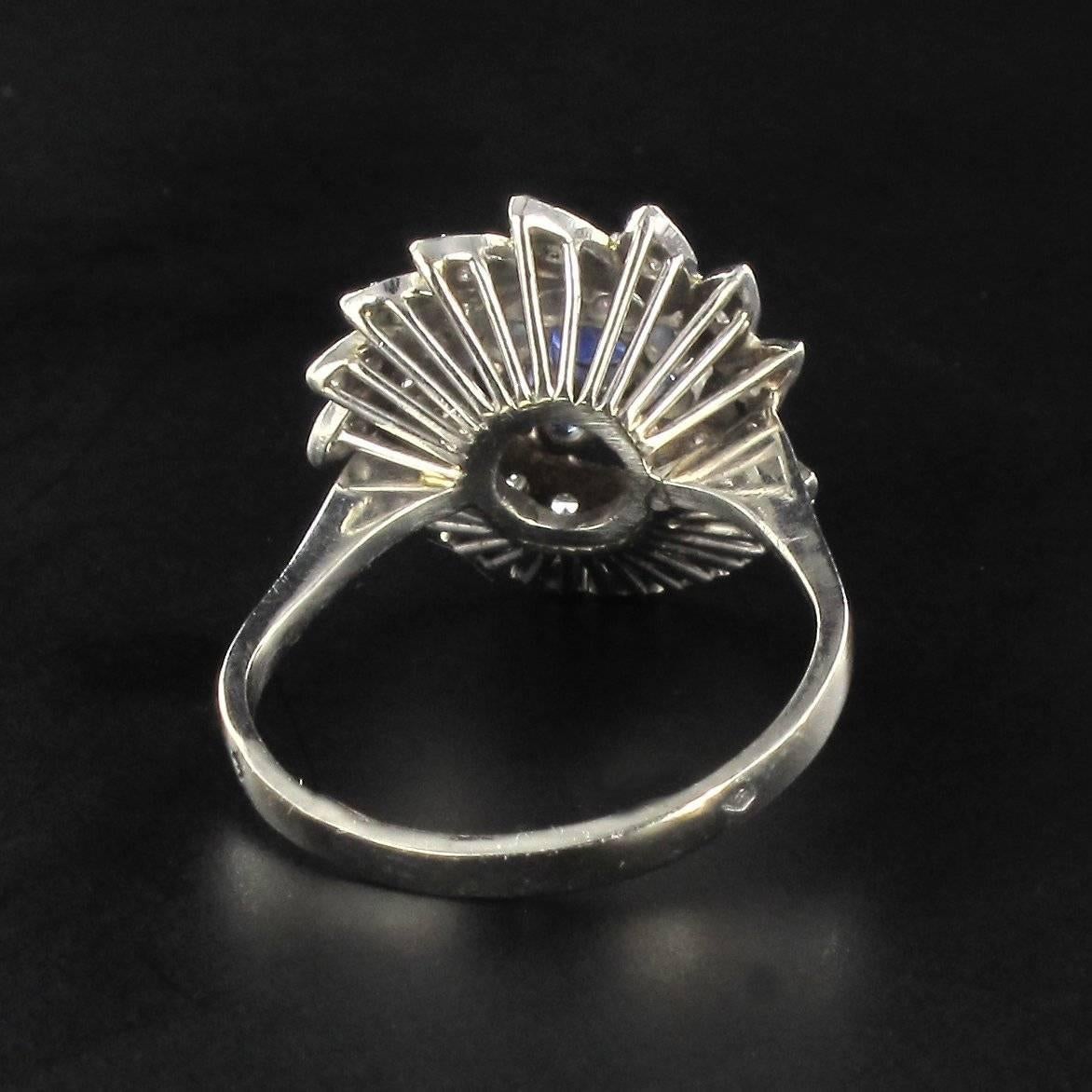 French Sapphire and Diamond Platinum Ring  1