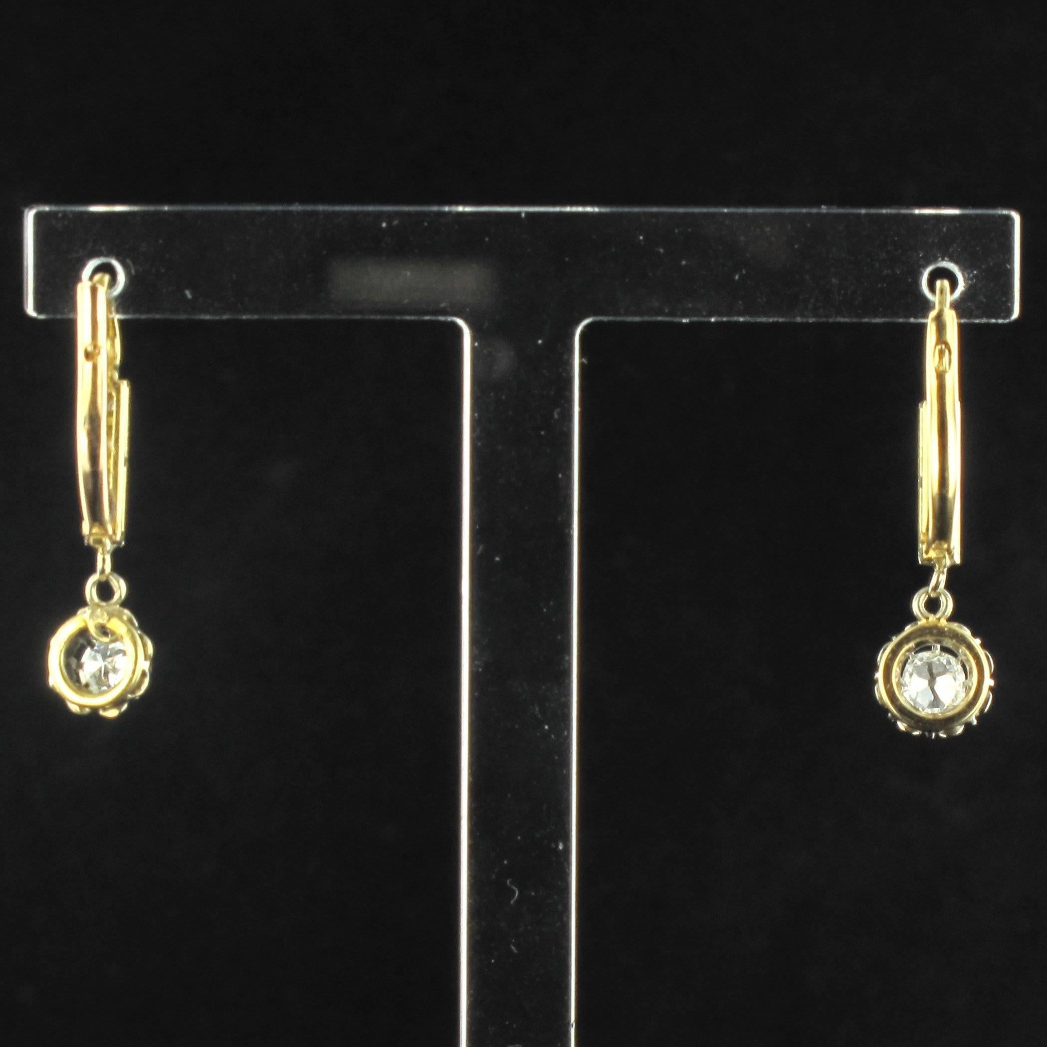 Antique Diamond Gold Platinum Earrings 1