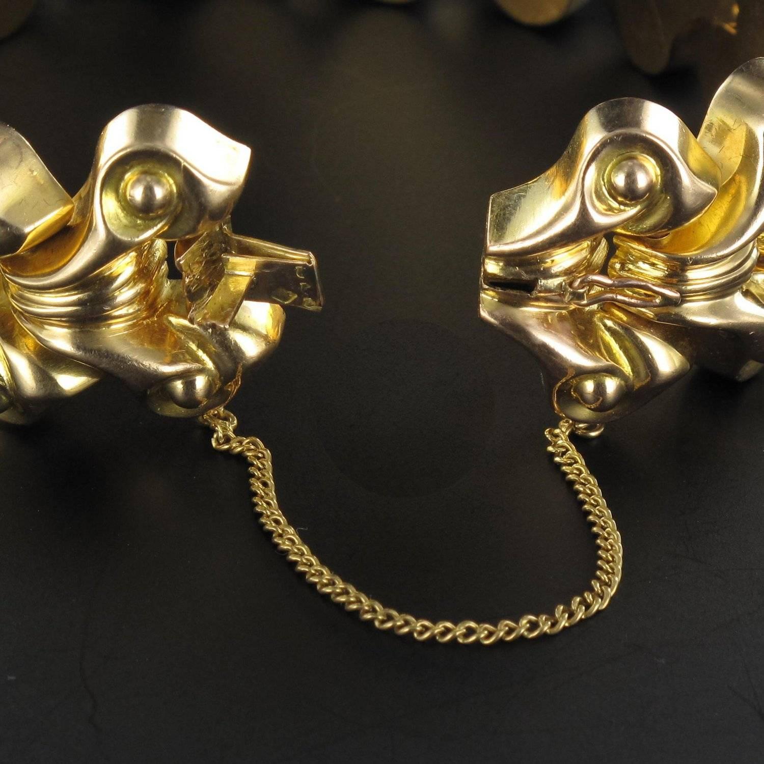 French 1940s Gold Tank Bracelet For Sale 9