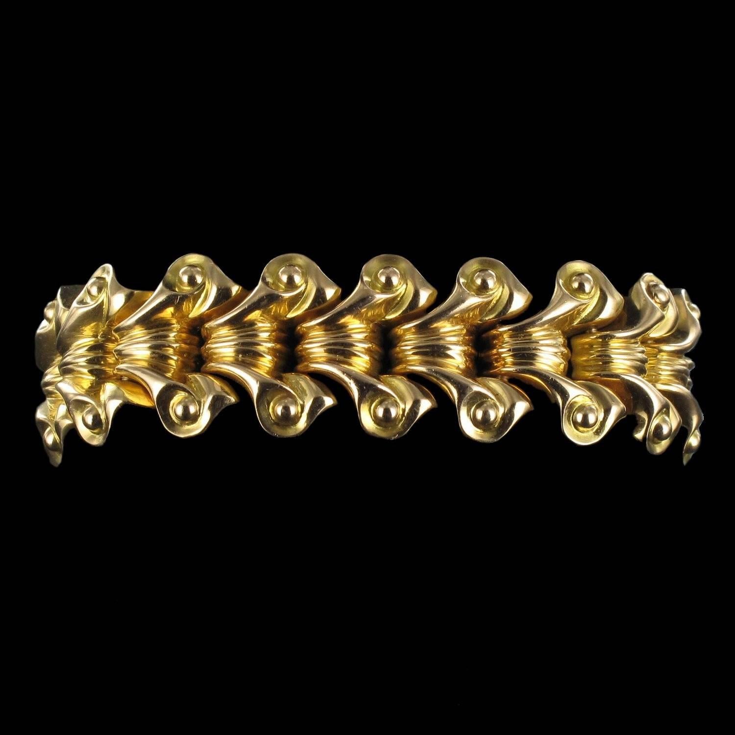 French 1940s Gold Tank Bracelet 10