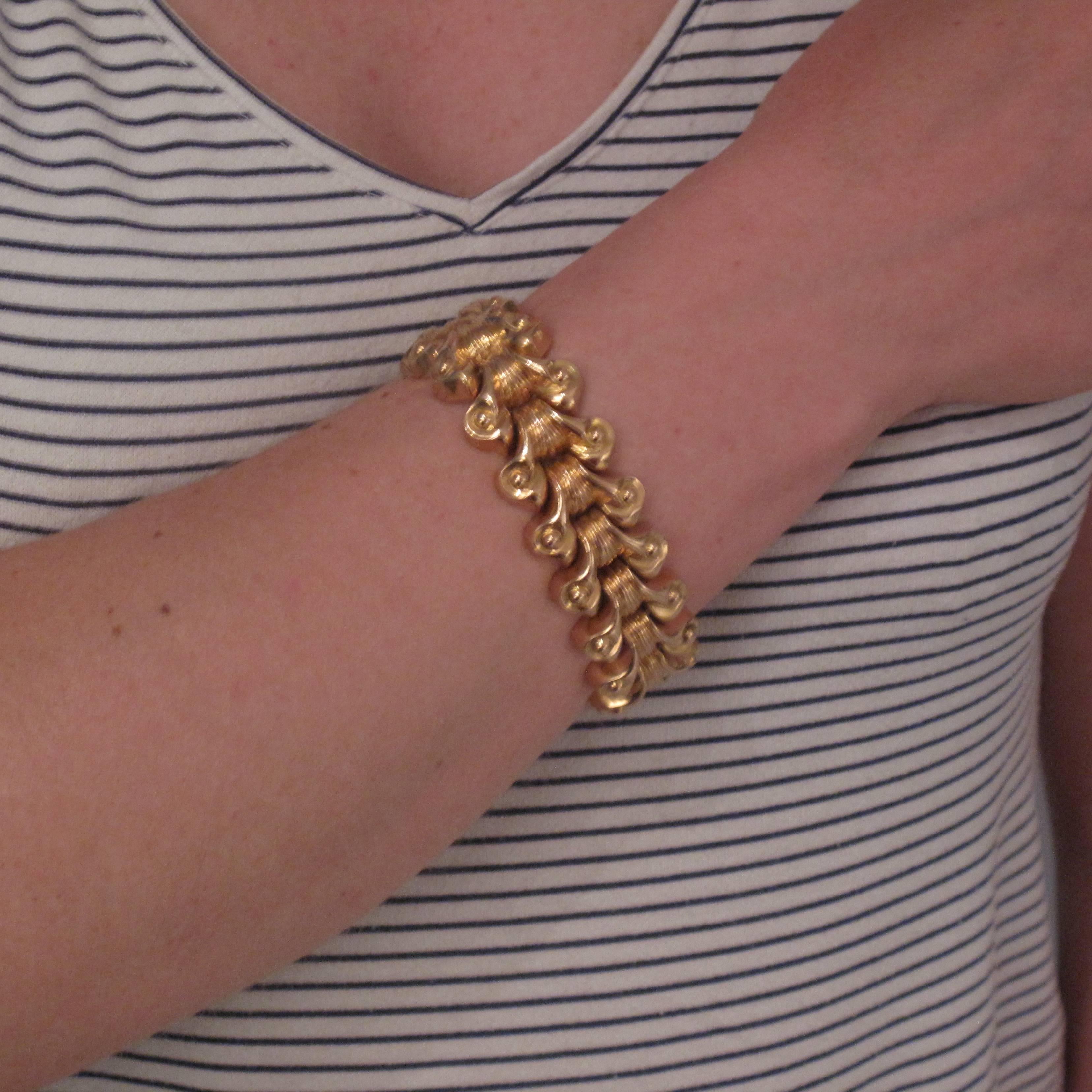 French 1940s Gold Tank Bracelet For Sale 7