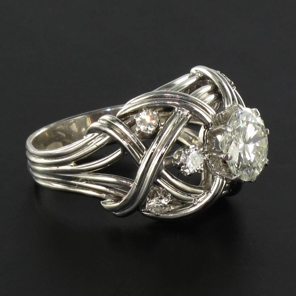 1960s French Diamond Gold Dome Ring 11