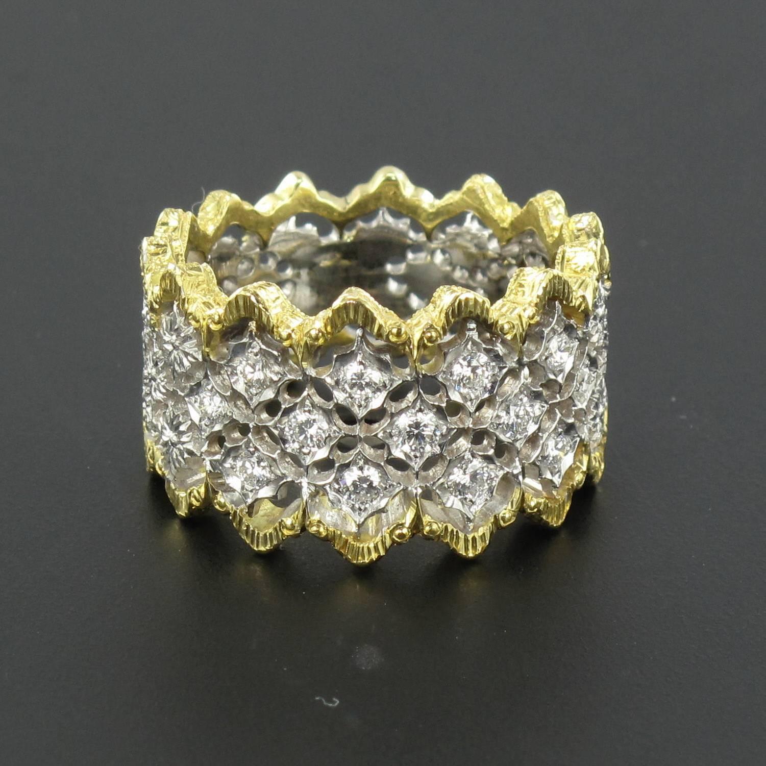 Renaissance Diamond Two Color Gold Filigree Ring