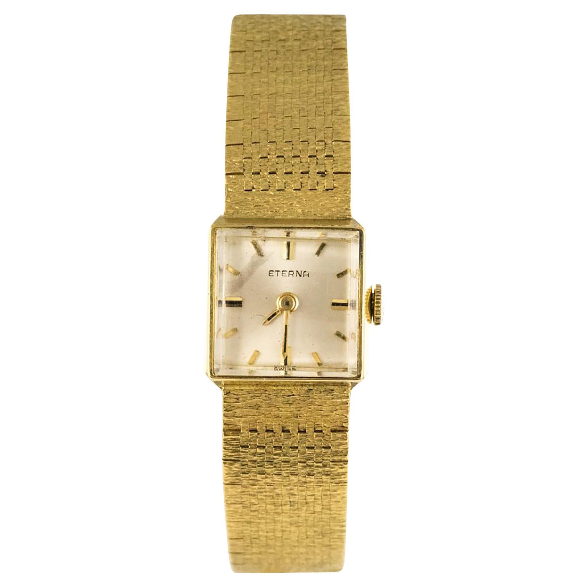 1960s Eterna Retro 18 Karat Yellow Gold Women's Watch For Sale