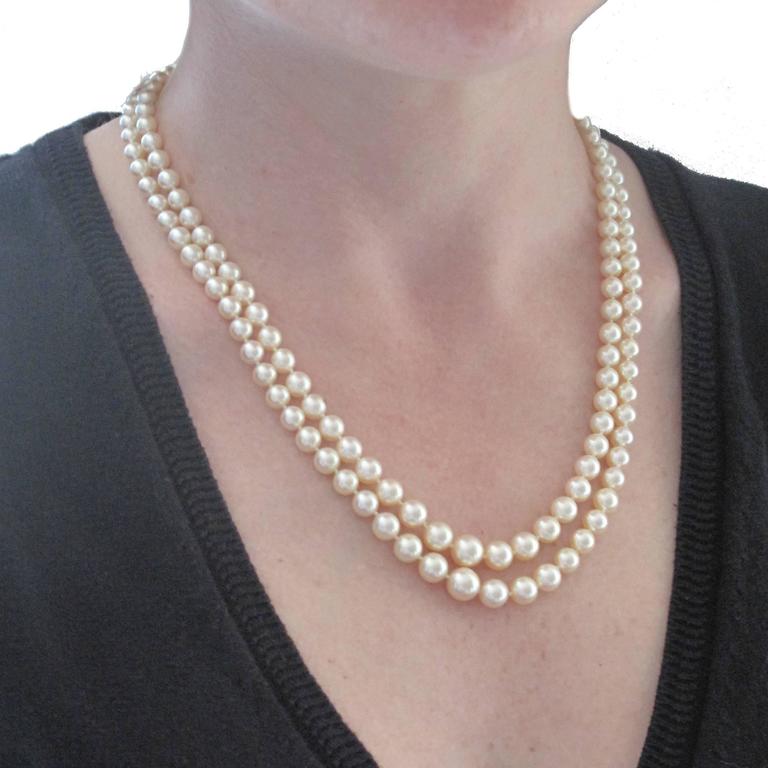 1950s Double Strand Japanese Cultured Pearl Necklace at 1stDibs 1950s