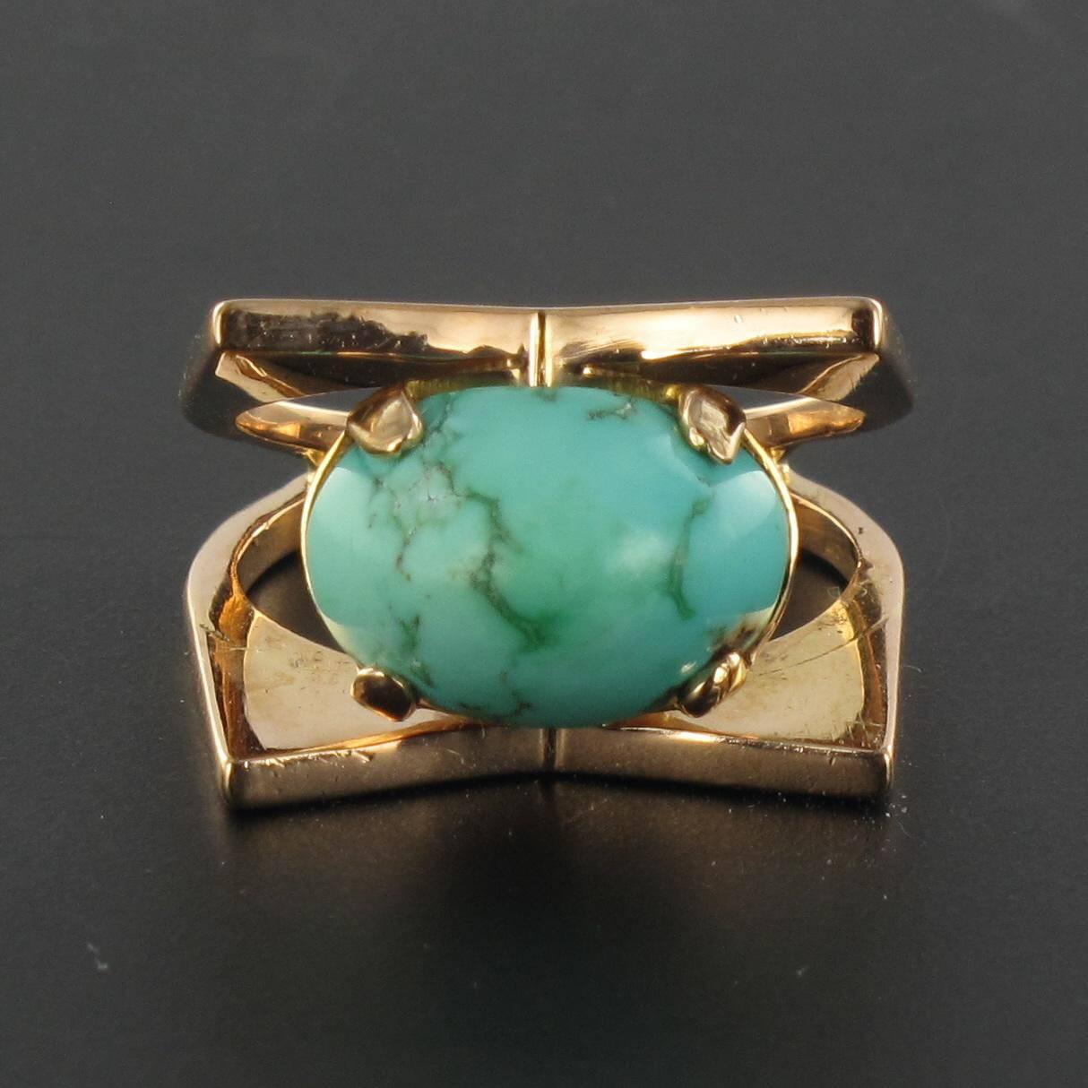 Modernist Turquoise Gold Ring  1