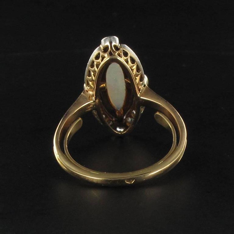 1900s French Antique Opal Diamond Gold Ring at 1stDibs