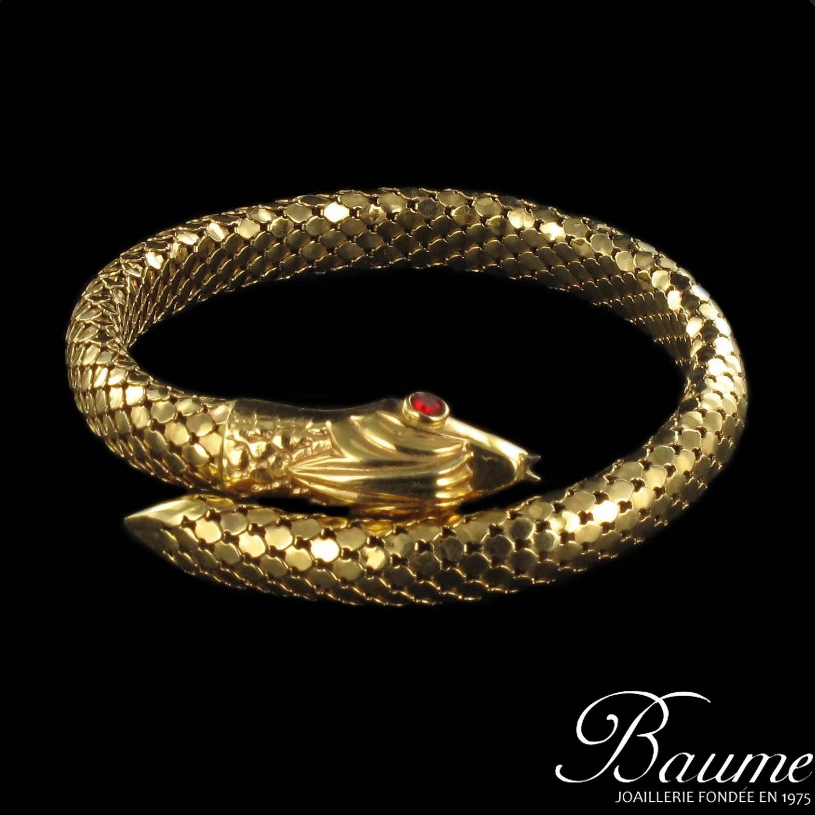 Retro Gold Snake Bangle Bracelet