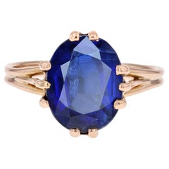 Anello francese del 1960 in oro giallo 18 carati con kyanite da 5,60 carati