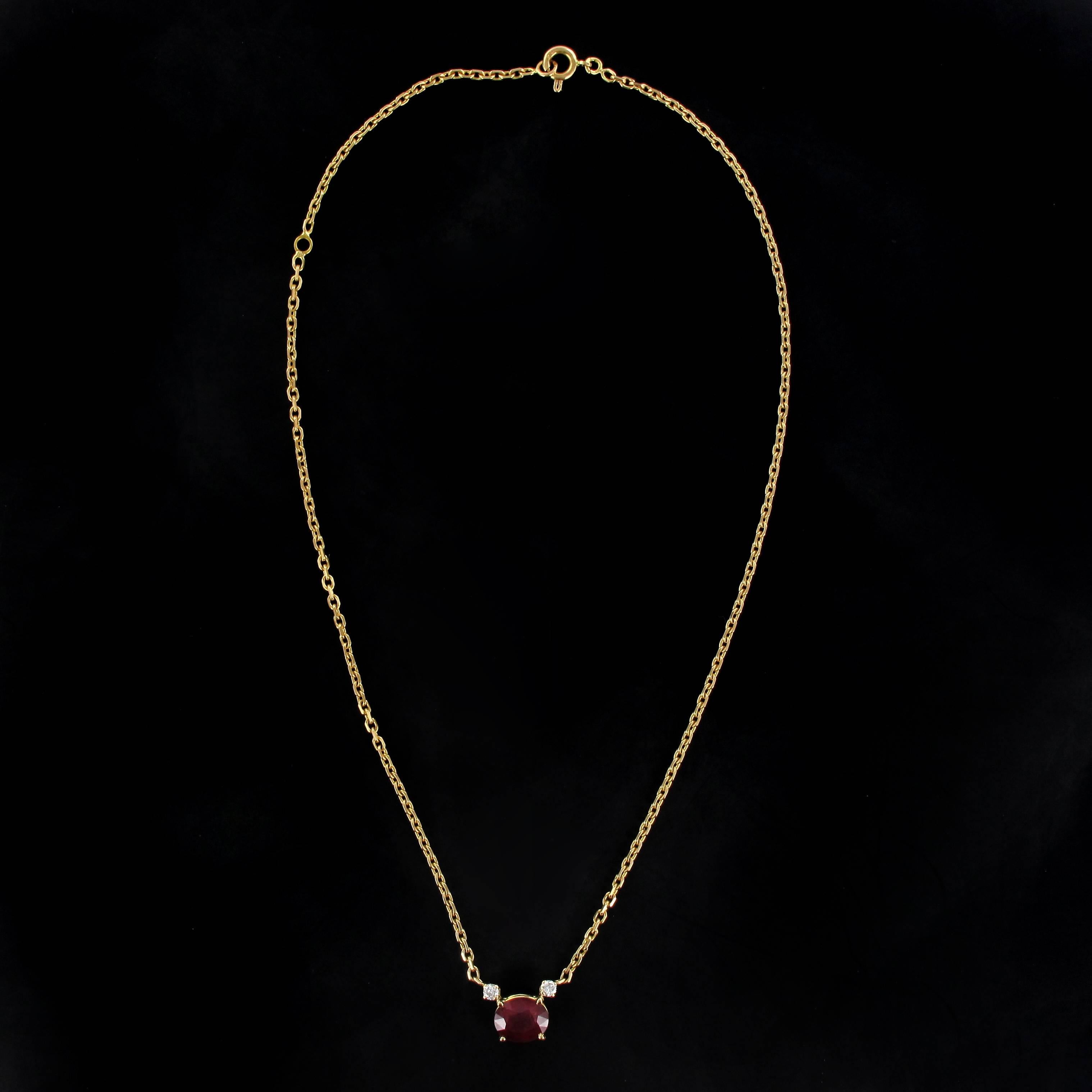 New French Ruby Diamond Gold Necklace 2