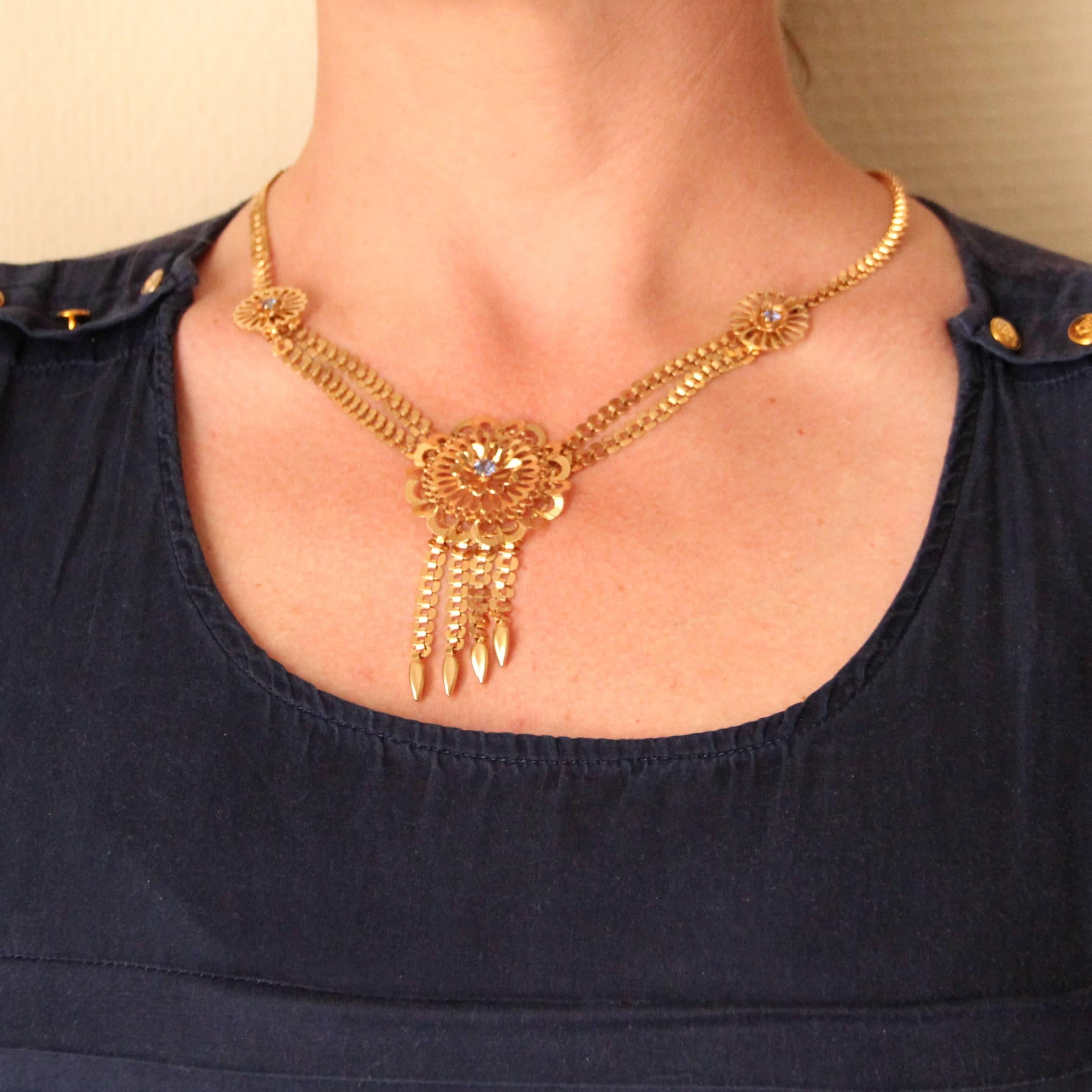 Retro Sapphire Gold Necklace 