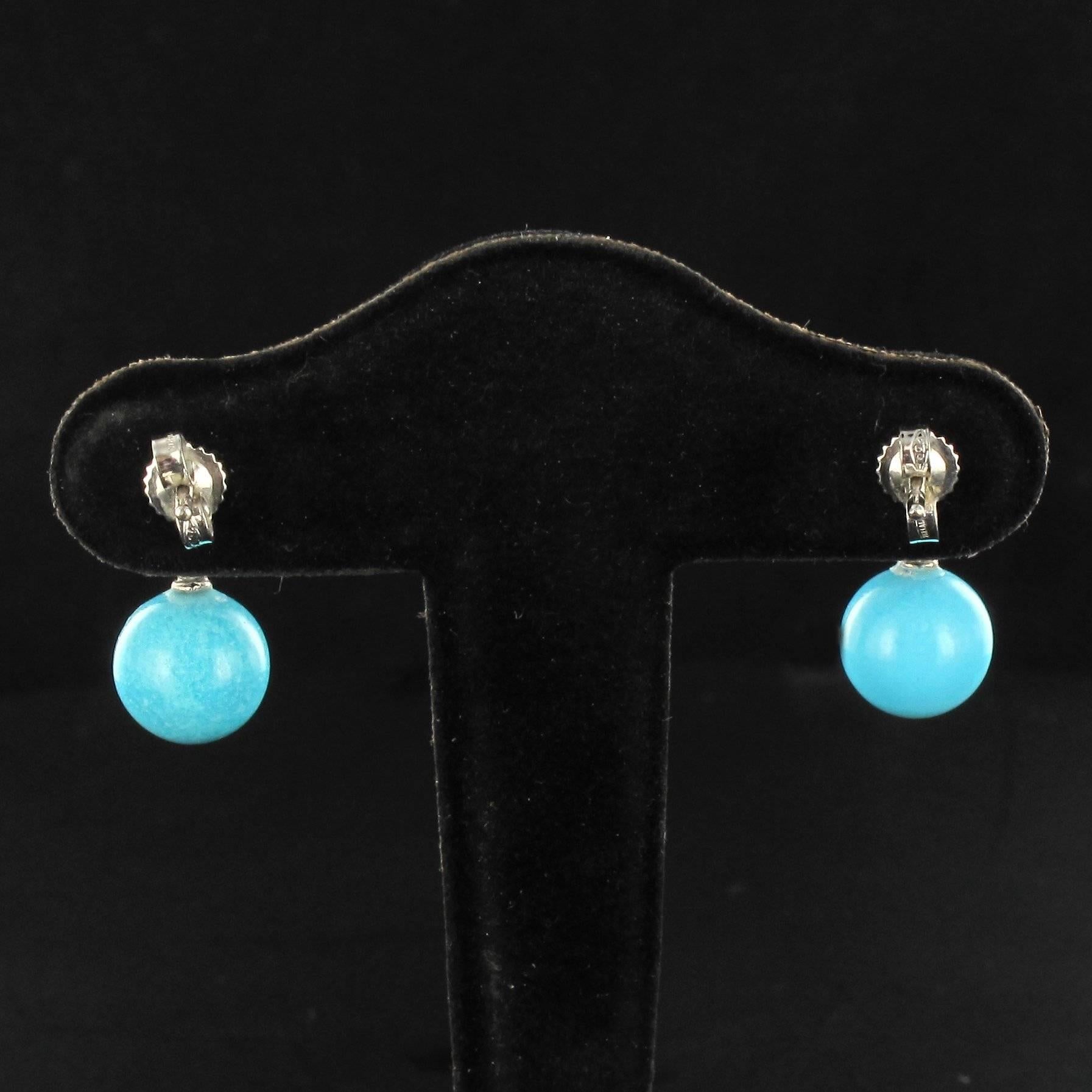 Women's New Turquoise Diamond Gold Pendant Earrings