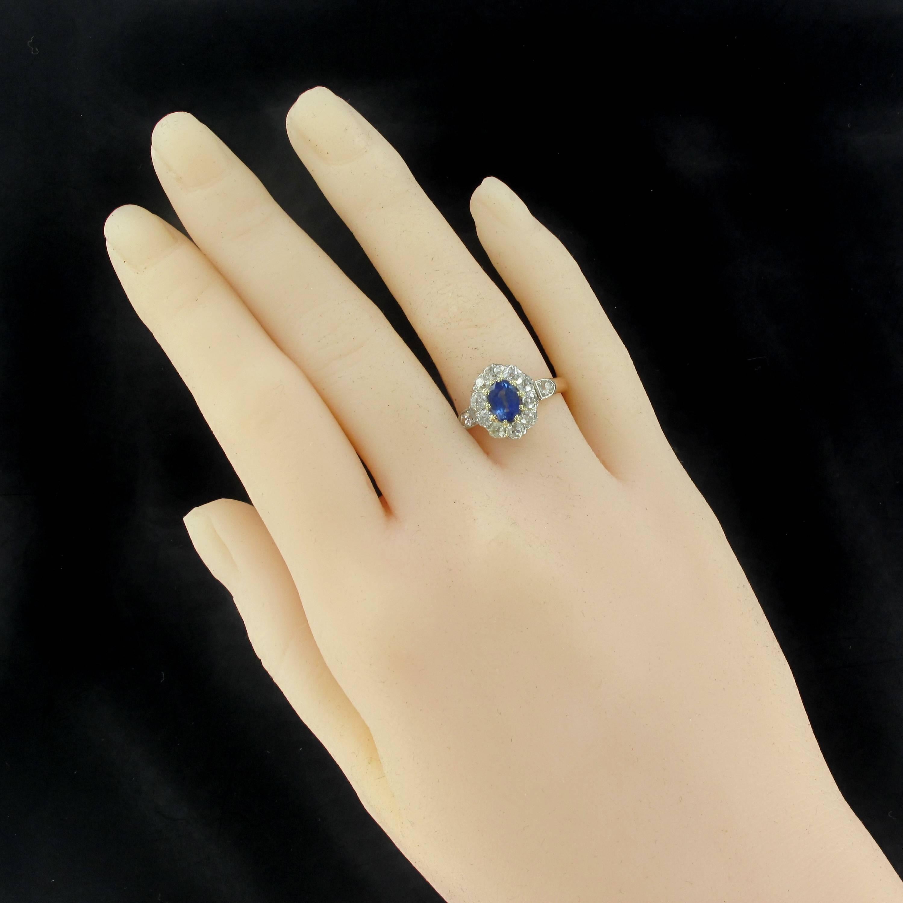 Women's French Napoleon III Sapphire Diamond Gold Ring