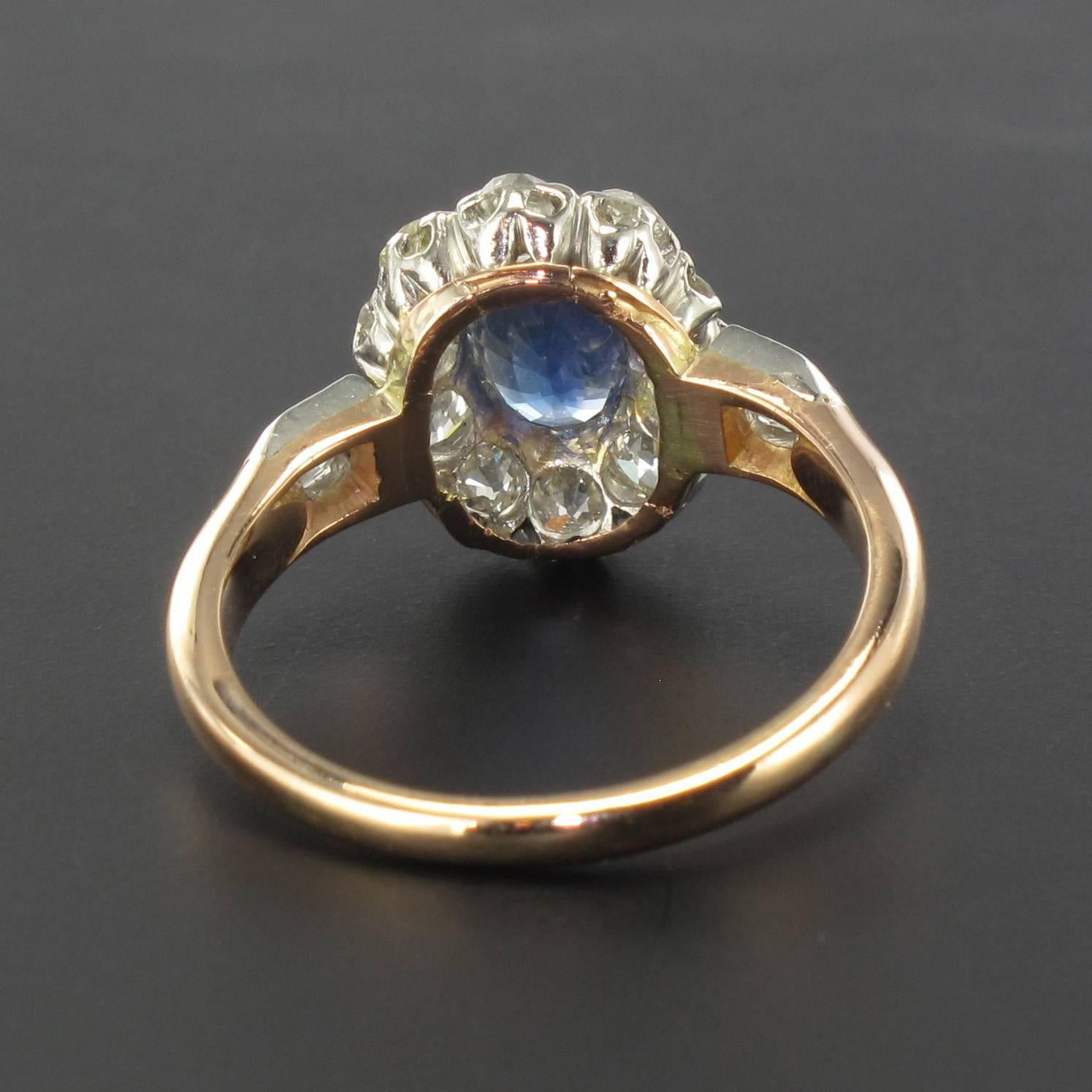 French Napoleon III Sapphire Diamond Gold Ring 2