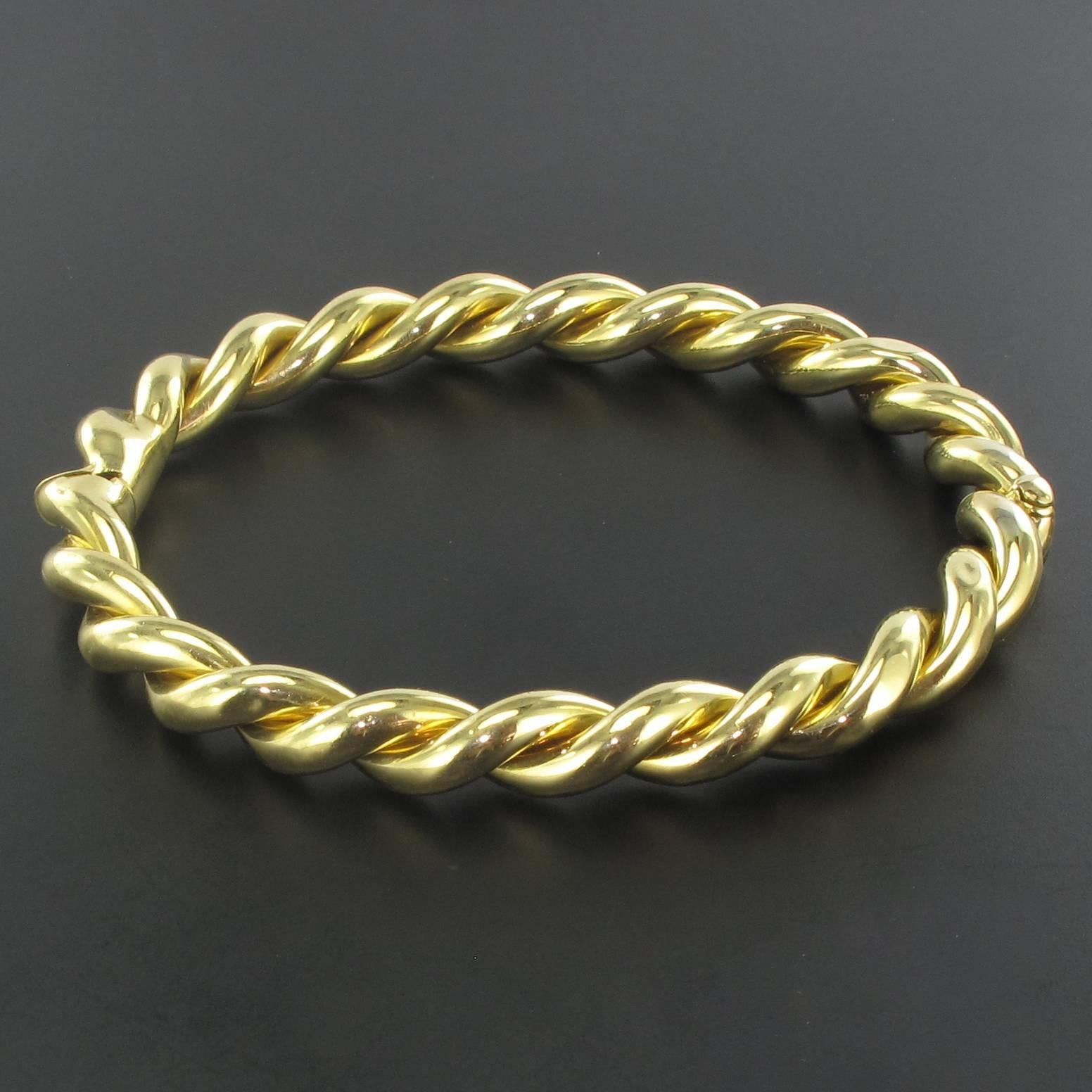 gold twisted bangle bracelet