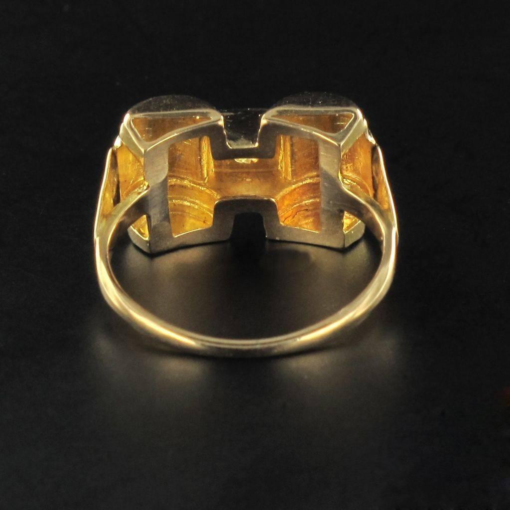 Women's 1950s Diamond Gold Tank Ring