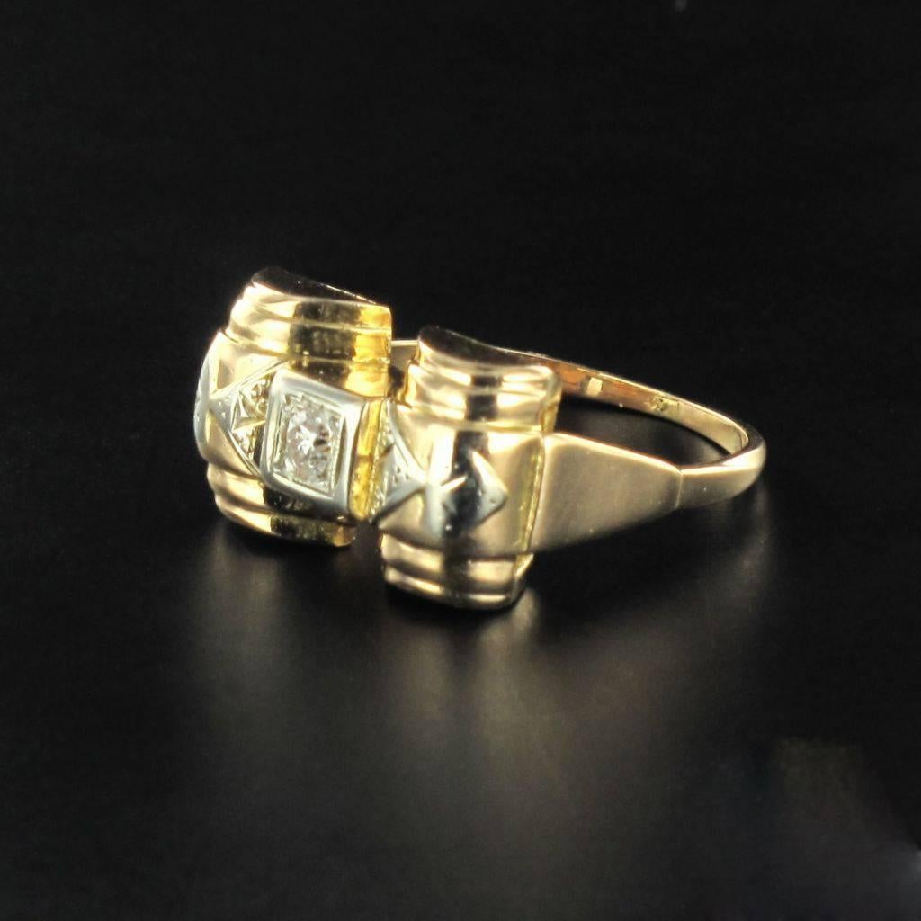 1950s Diamond Gold Tank Ring 1