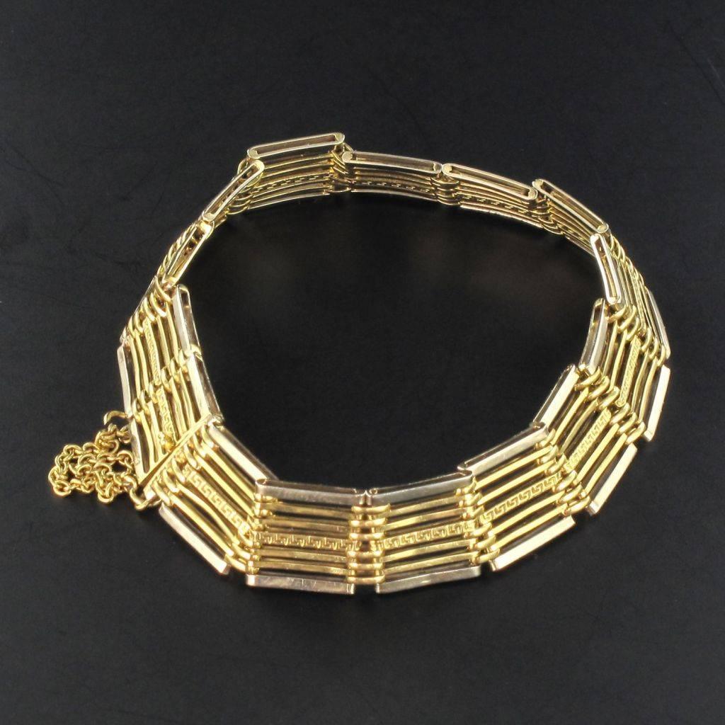 1930s Art Deco French Two Color Gold Bracelet 1