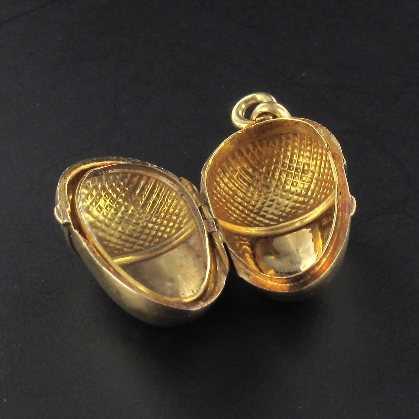 19th Century French Gold Acorn Locket Pendant 1