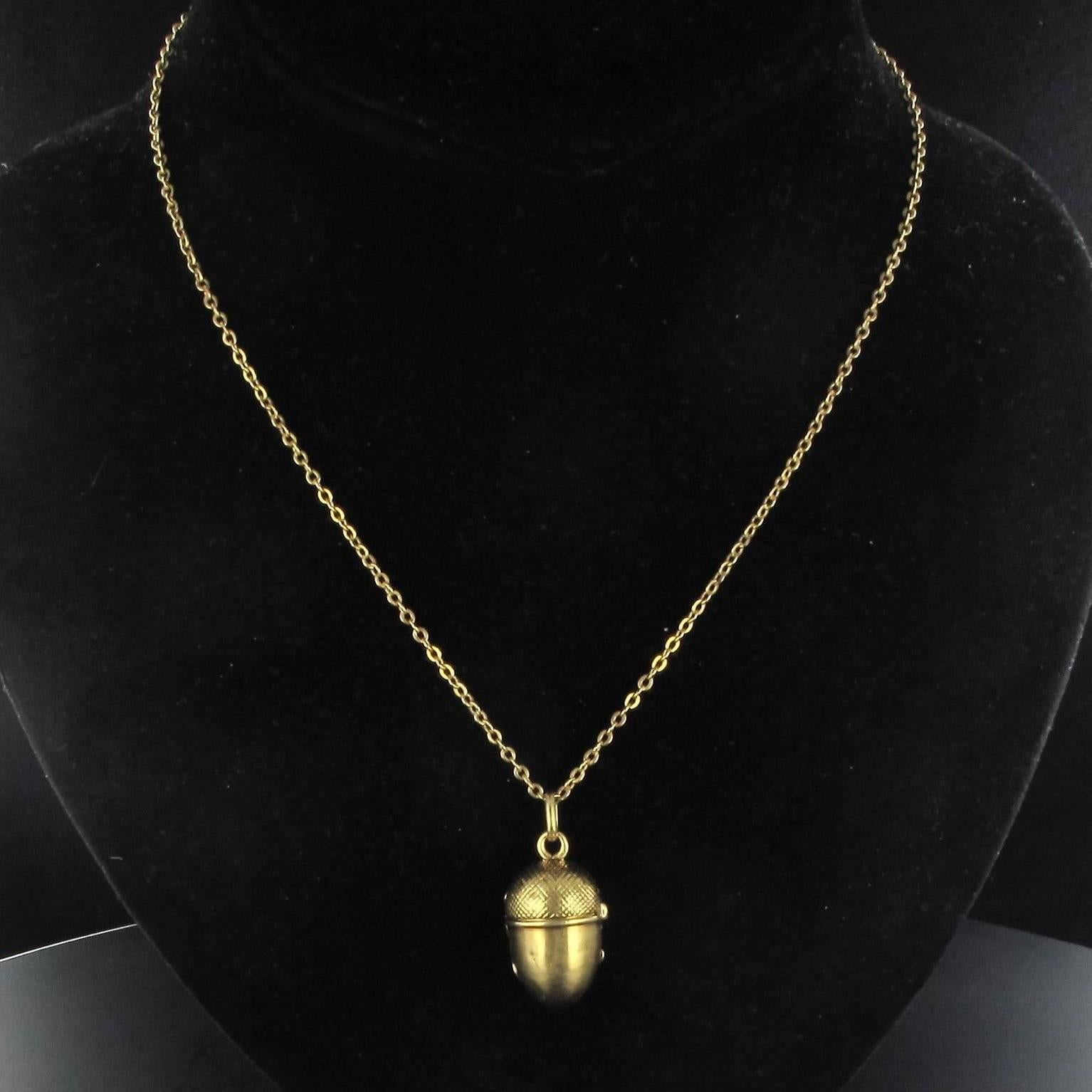 19th Century French Gold Acorn Locket Pendant 2
