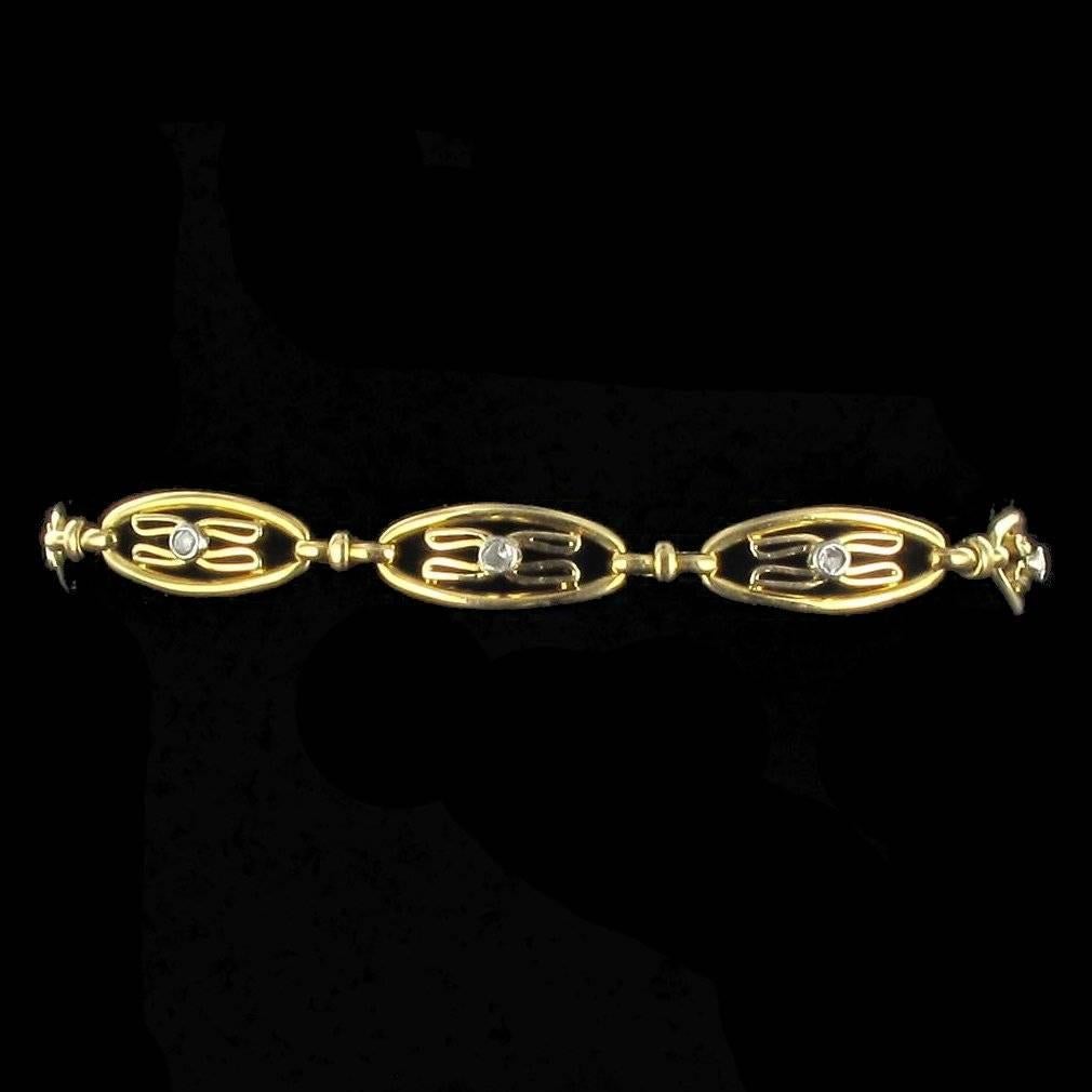 Women's 1900s French Rose Cut Diamond Gold Bracelet