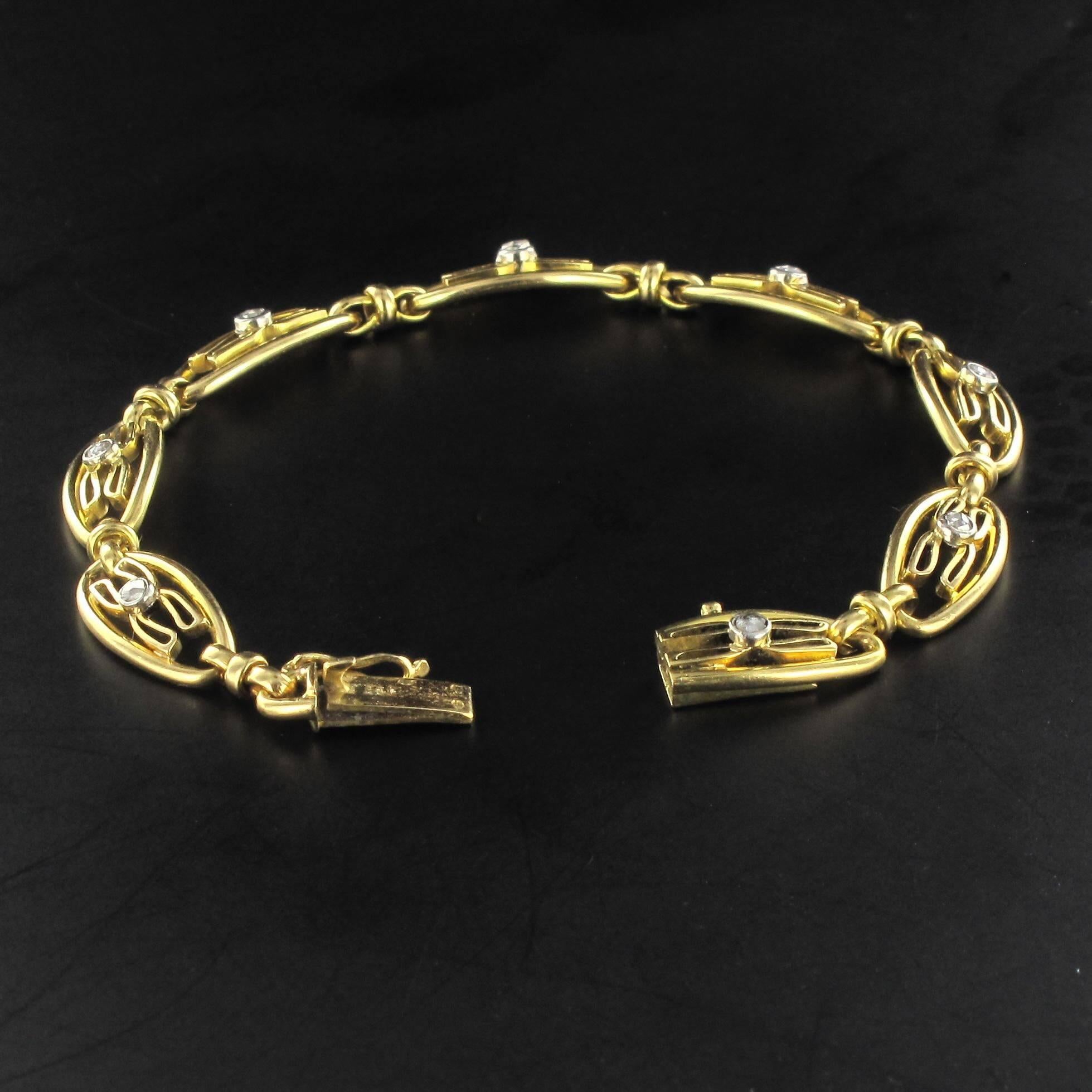 1900s French Rose Cut Diamond Gold Bracelet 1