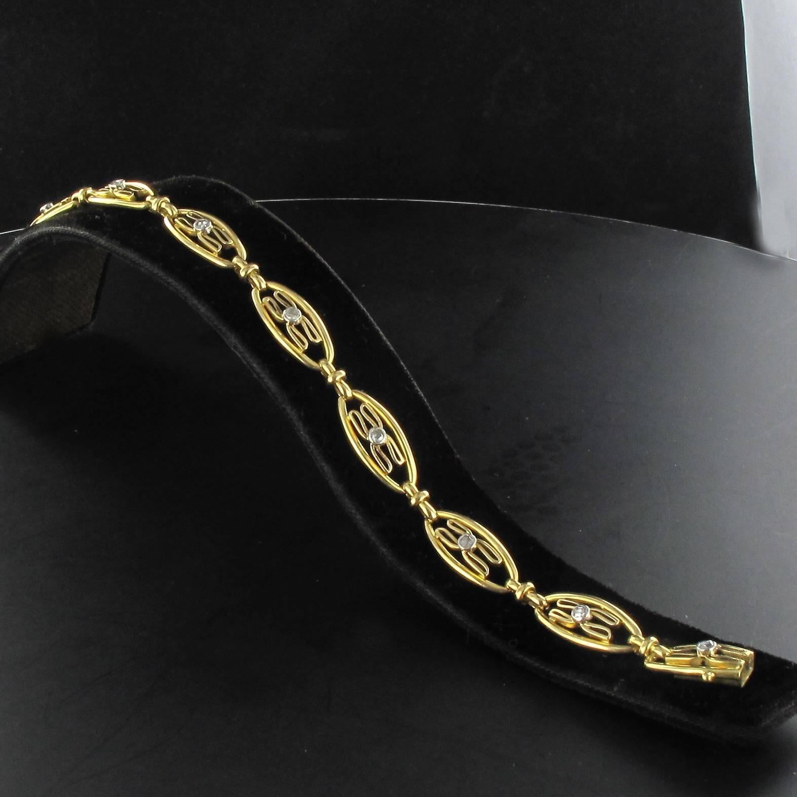 1900s French Rose Cut Diamond Gold Bracelet In New Condition In Poitiers, FR