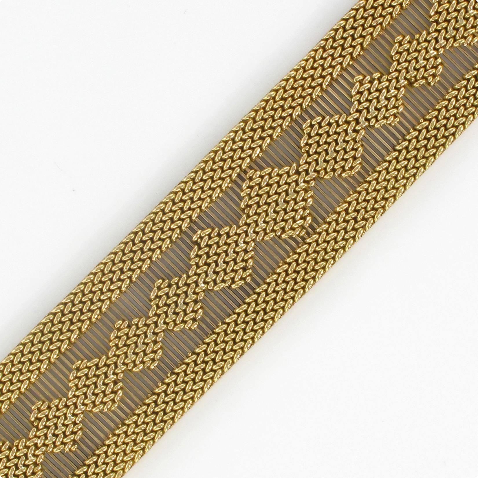 1960s Retro 18 Karat Yellow Gold Woven Bracelet For Sale 7