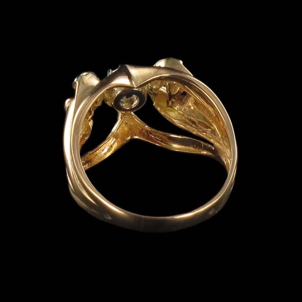 French 1960s 18 Karat Rose Gold White Gold Diamond Ring For Sale 10