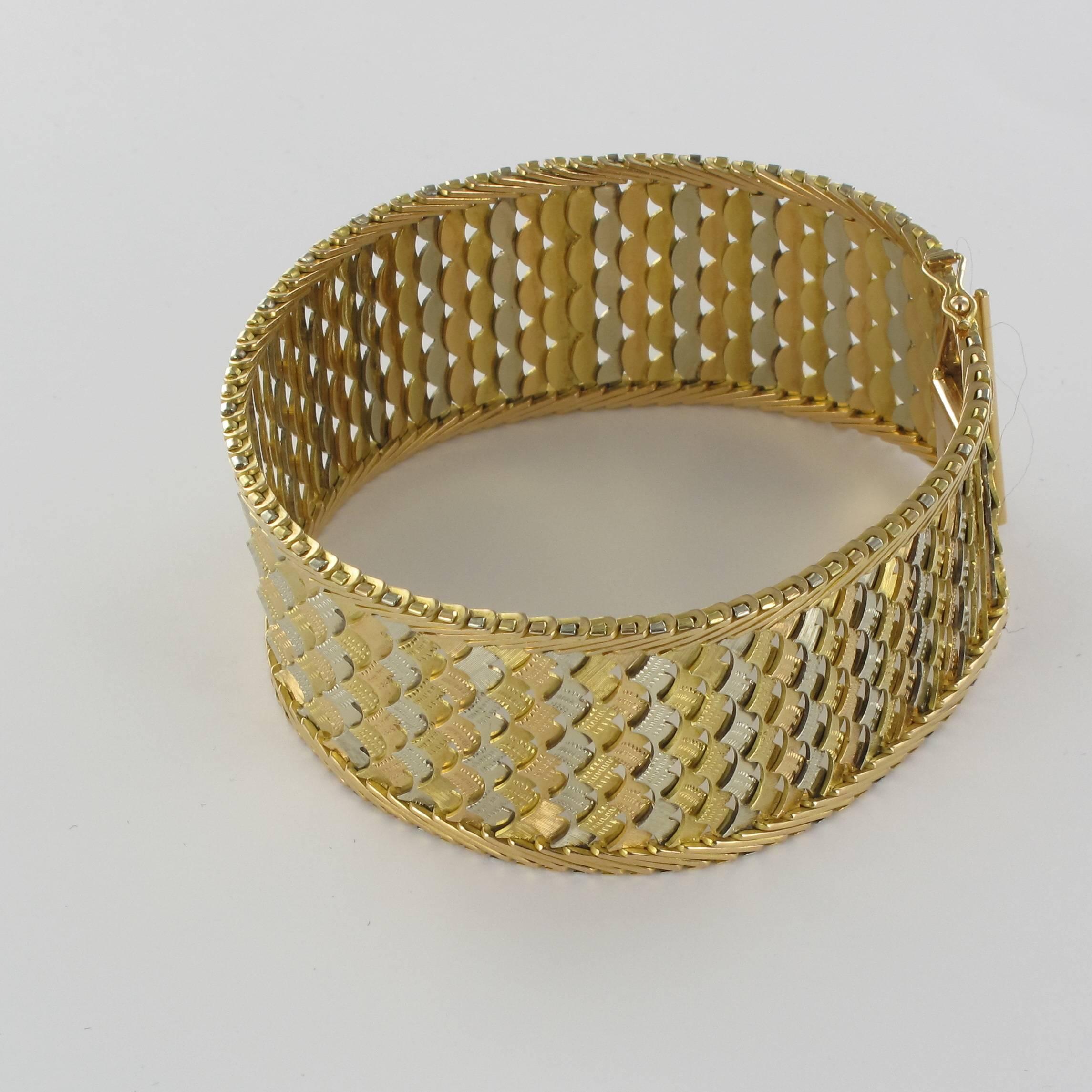 Women's 1960s Two Color Gold Woven Bracelet 