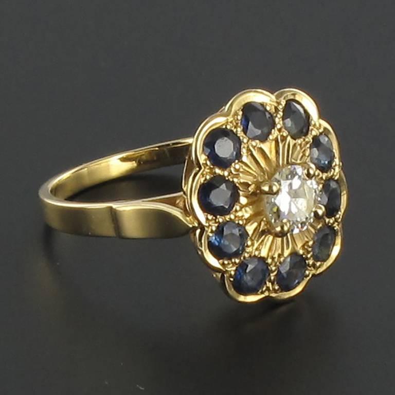 Women's 1960s Sapphire Diamond Gold Ring