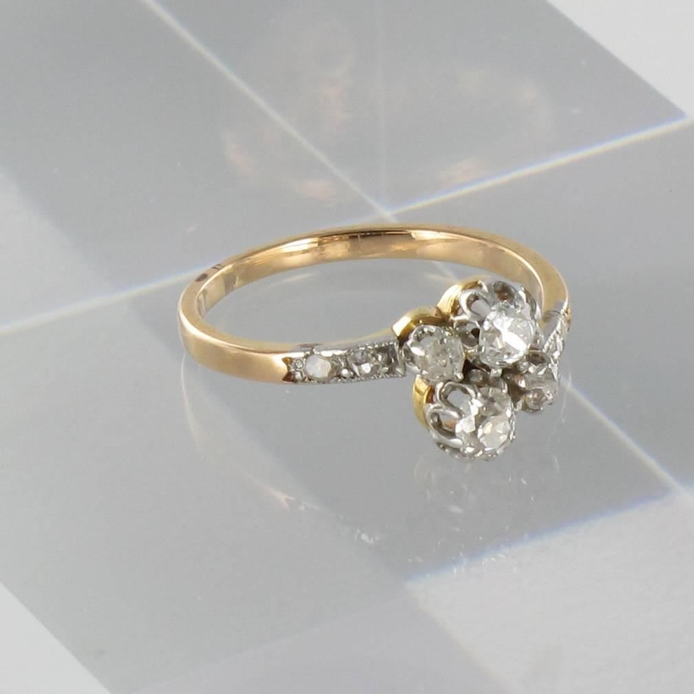 Women's Antique Diamond Gold Platinum Lover's Ring