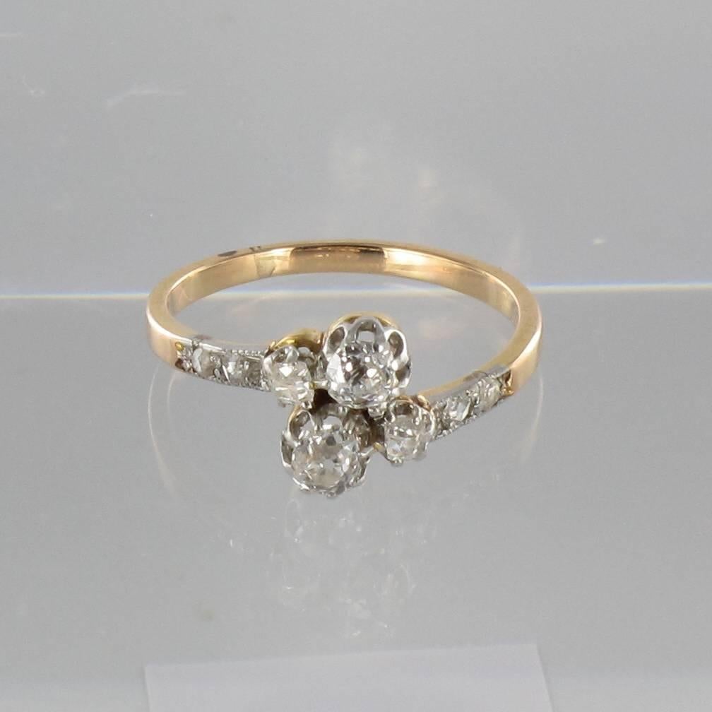 Antique Diamond Gold Platinum Lover's Ring 2