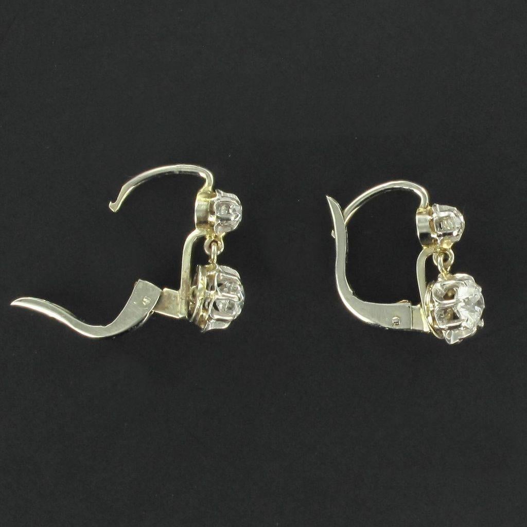 1930s French Diamond White Gold Dangle Earrings In Excellent Condition In Poitiers, FR