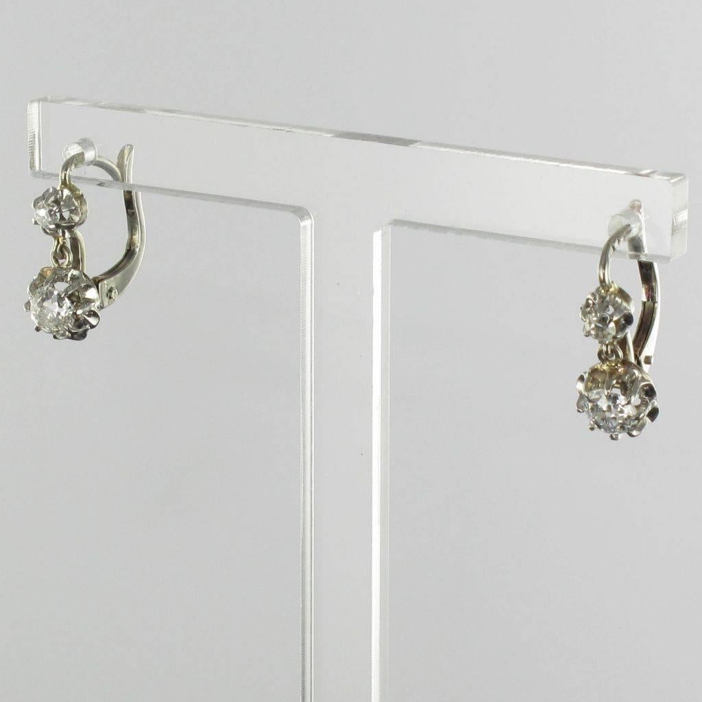 Women's 1930s French Diamond White Gold Dangle Earrings