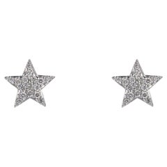 Modern 0.15 Carat 18 Karat White Gold Diamond Star Stud Earrings