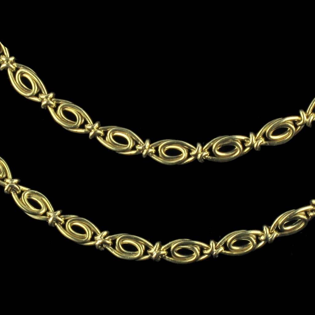 Women's French 19th Century 18 carats Yellow Gold Long Chain Necklace
