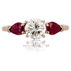 Baume Creation Rubies E.VVS Diamond Yellow Gold Trilogy Ring