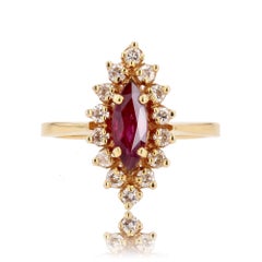 Modern Ruby Diamonds 18 Karat Yellow Gold Marquise Shape Ring