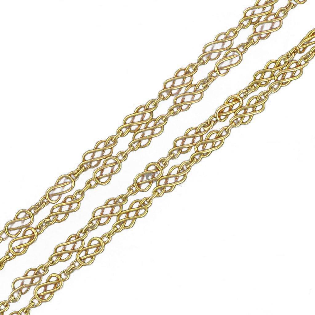 French 19th Century Rose Gold Matinee Chain Necklace