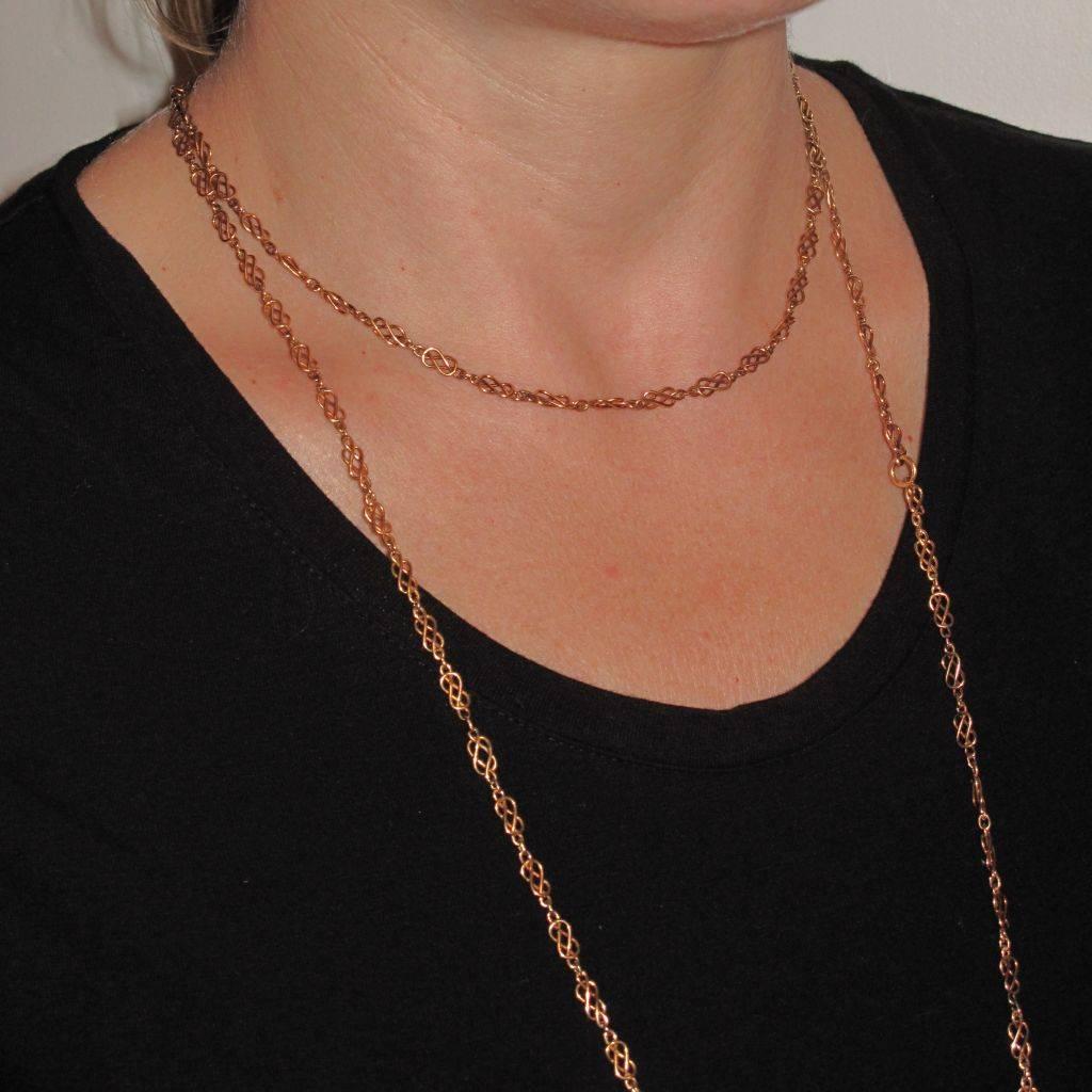 Women's French 19th Century Rose Gold Matinee Chain Necklace