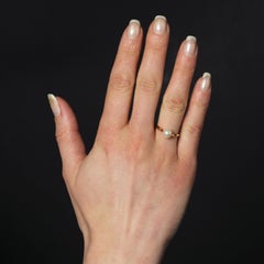 Französischer Solitär-Ring aus 18 Karat Gelbgold mit Zuchtperlen und Zuchtperlen, 20. Jahrhundert