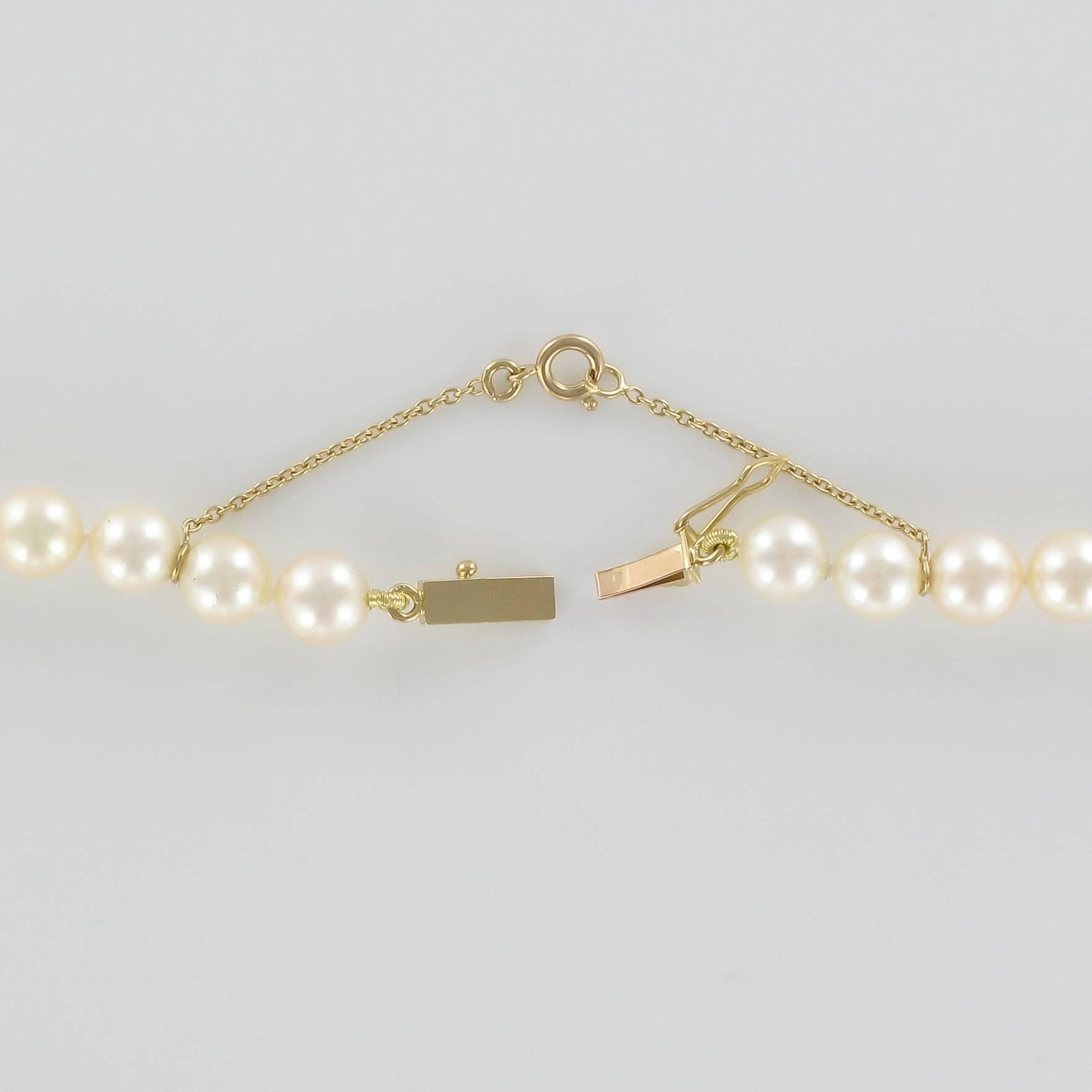 French 1950s Akoya Pearl Choker Necklace For Sale 1