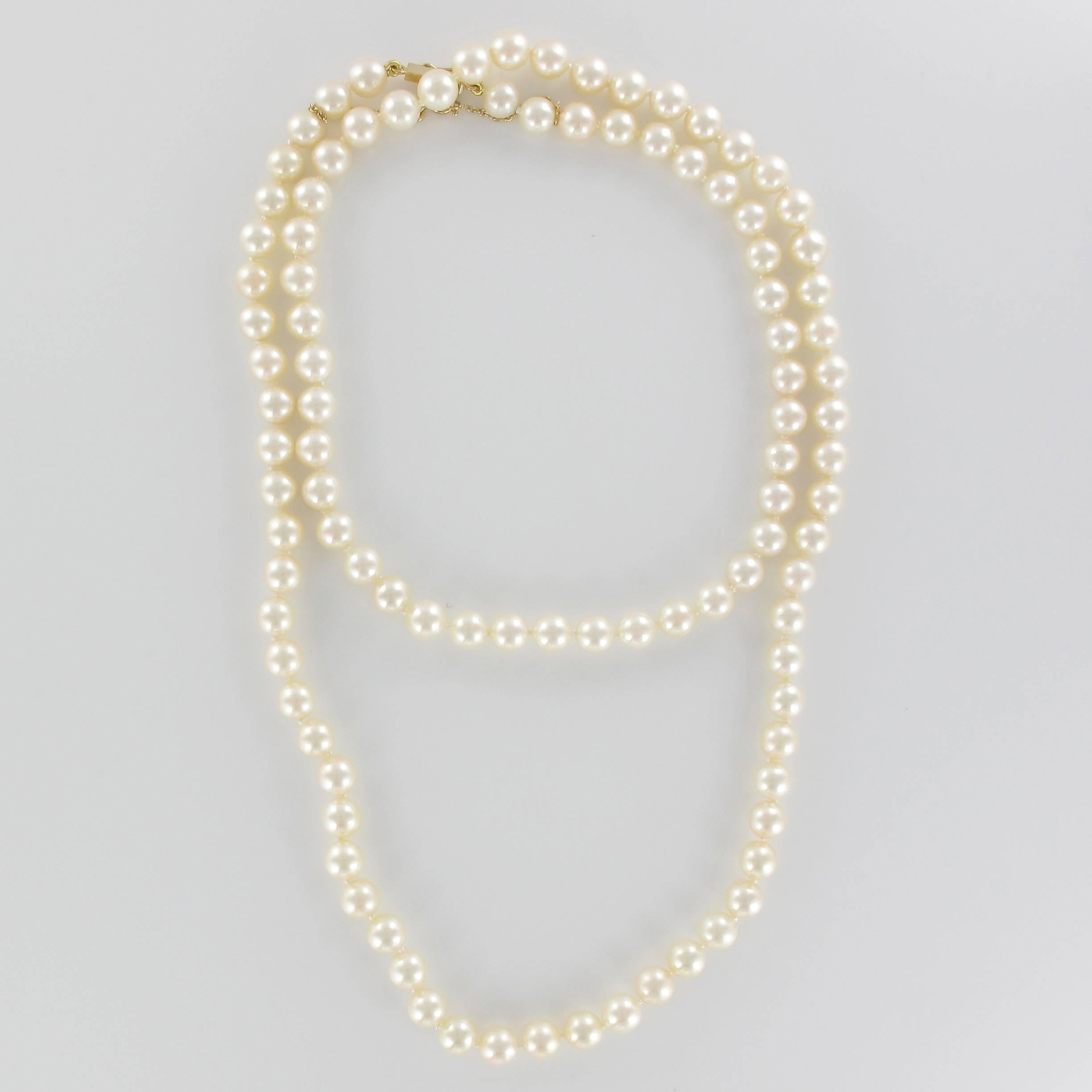 French 1950s Akoya Pearl Choker Necklace For Sale 2