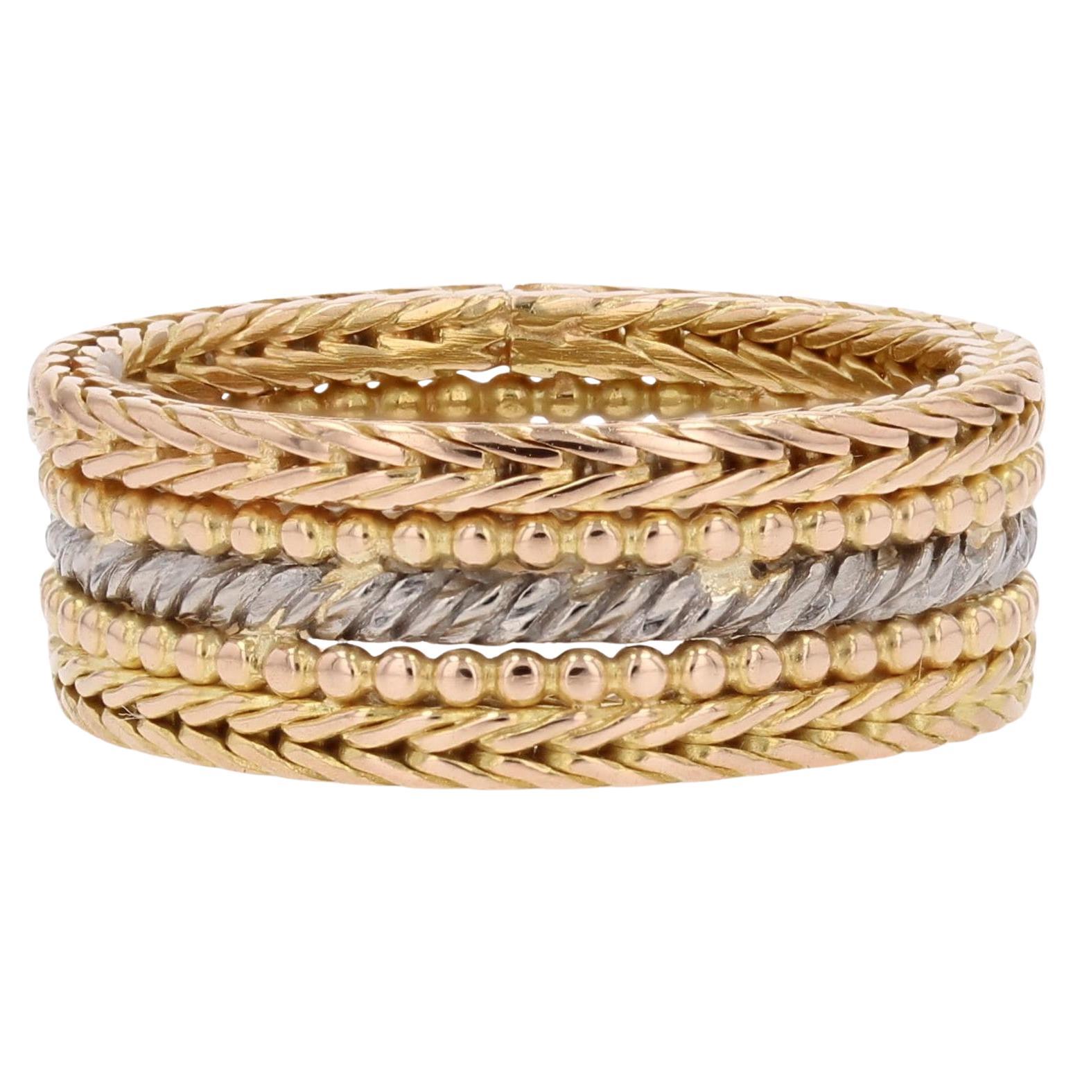 Modern Second-Hand 18 Karat Rose White Gold Large Band Ring