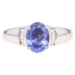Anello moderno con diamanti di tanzanite in oro bianco da 18 carati