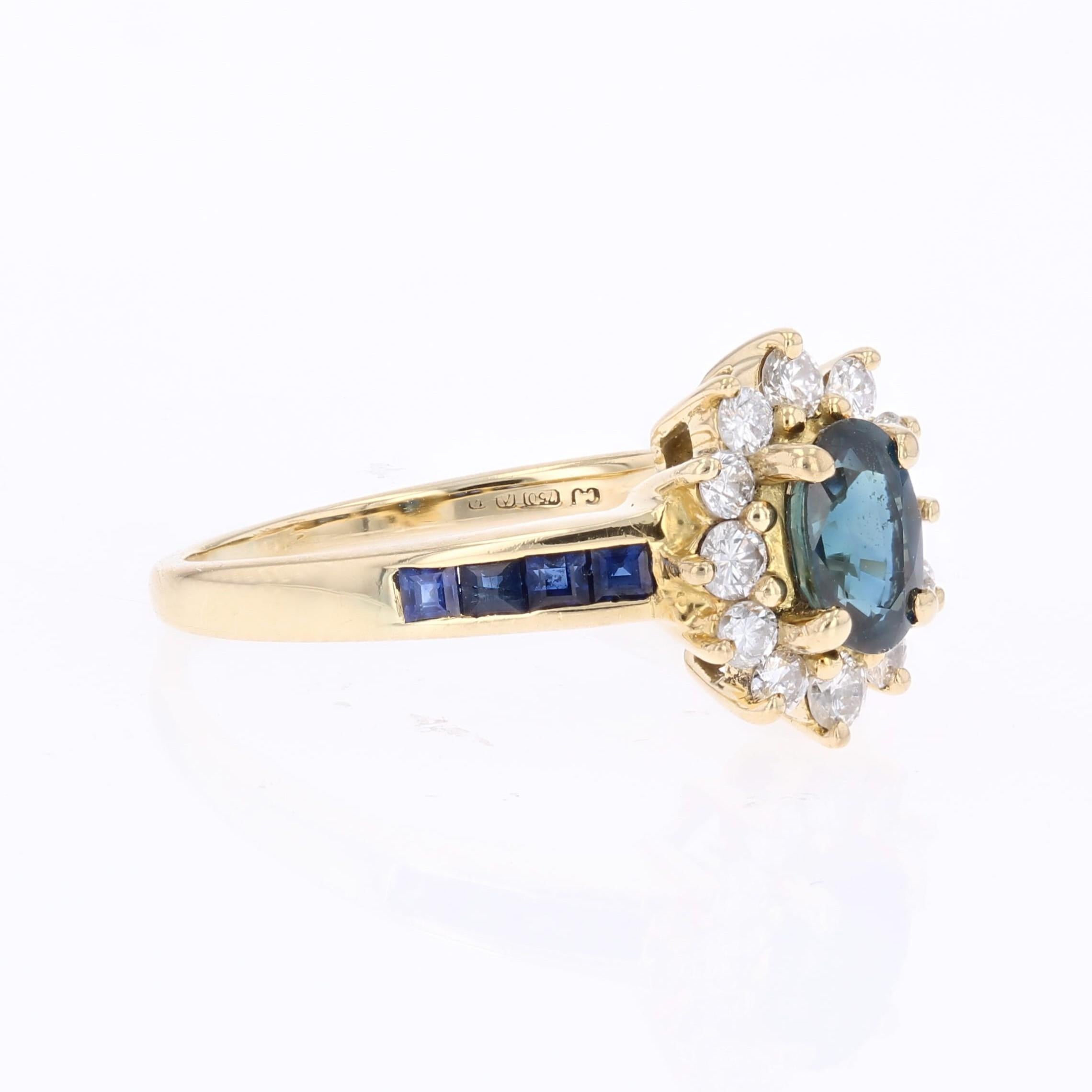 Bague marguerite moderne en or jaune 18 carats avec saphirs et diamants en vente 5