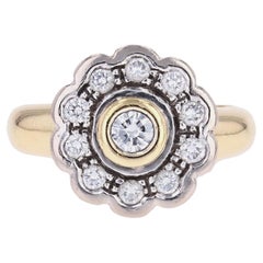 Modern Diamonds Bague marguerite en or jaune blanc 18 carats